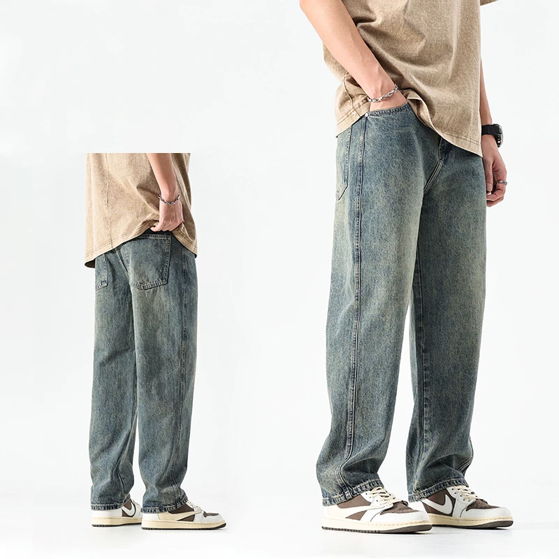 牛仔裤男士夏季新款潮牌痞帅休闲长裤子宽松直筒美式高街弹力男裤