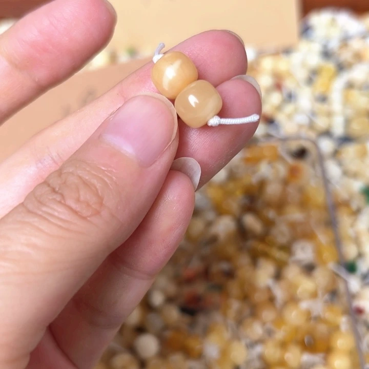 蜜蜡未镶嵌裸石8.4mm一对