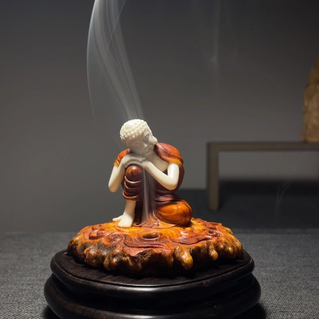 一***猬木质鹿角工艺品香炉工艺品