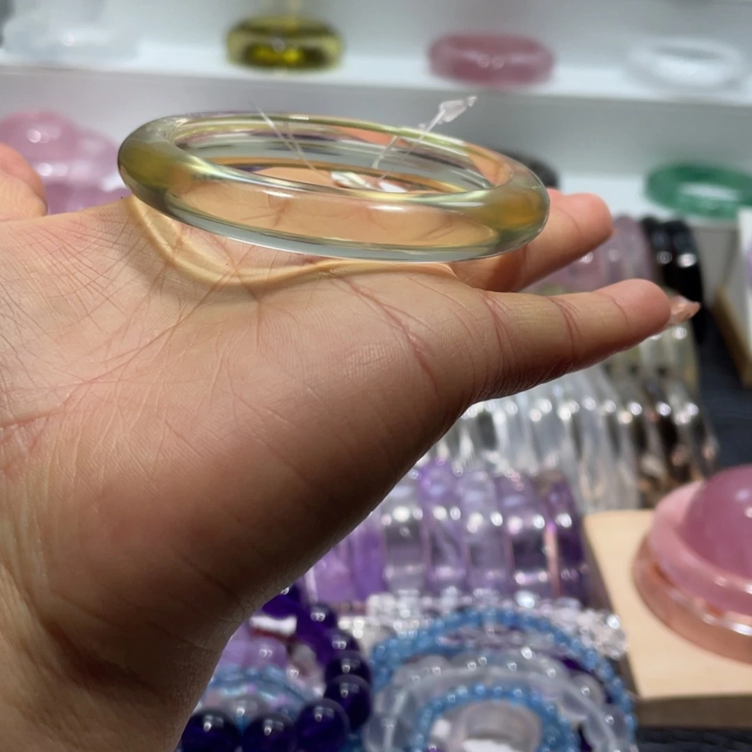 水晶手镯56圈口33号未镶嵌苹*