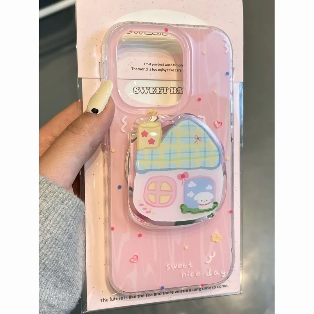 涂鸦房子小狗苹果适用16手机壳13保护套手机壳14PRO春夏11小清新