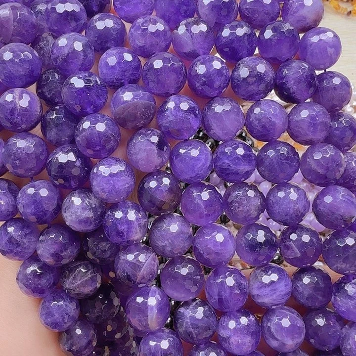 水晶珠宝半成品未镶嵌小*猪卡14紫水晶蹦迪珠10条