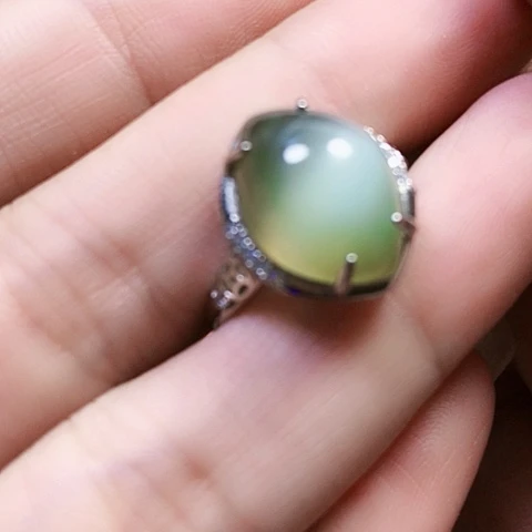 和田玉戒指银S925镶嵌