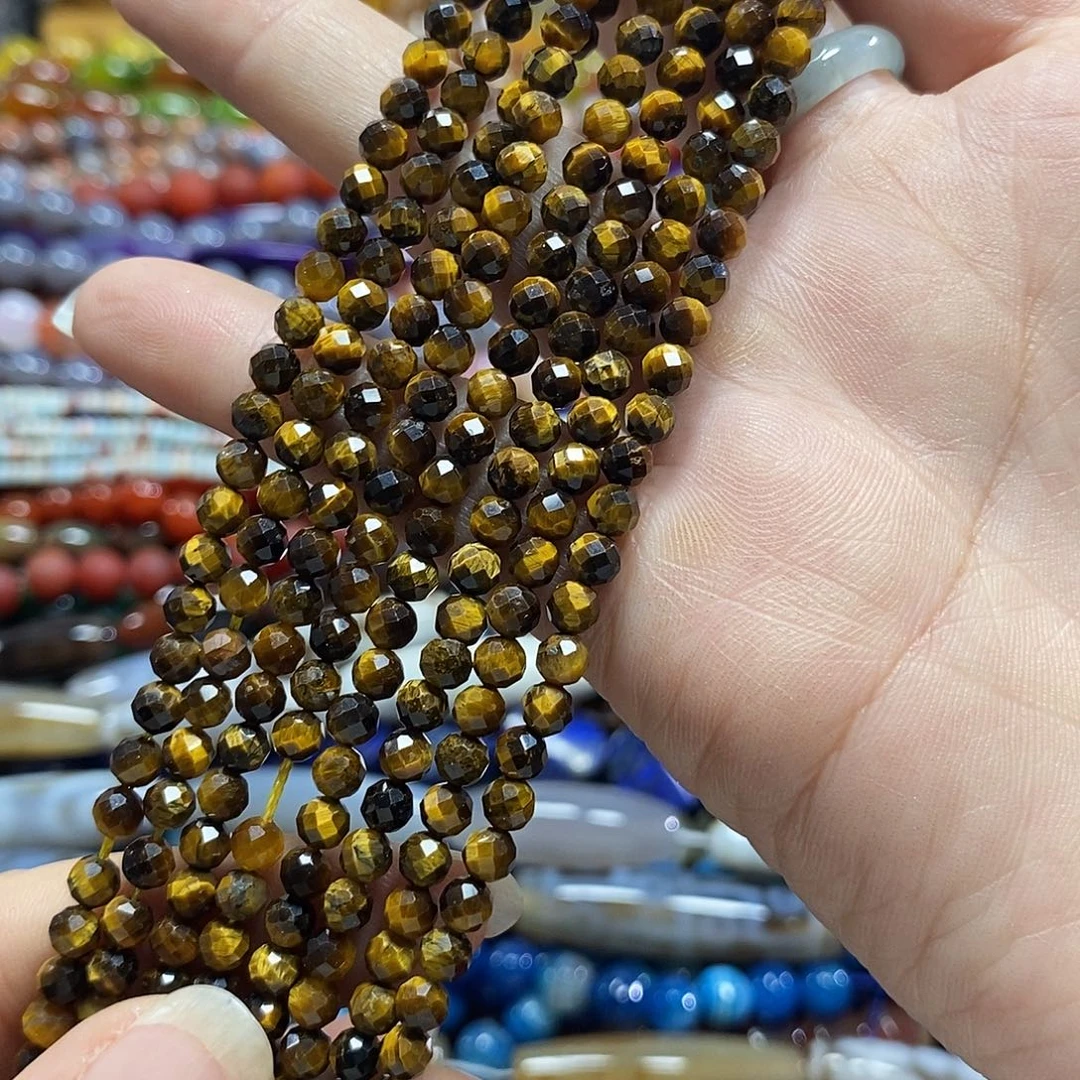 玛瑙/玉髓未镶嵌珠宝半成品虎眼切面一条卡4mm