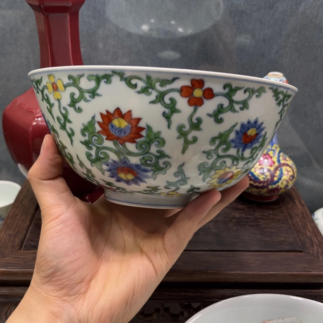 三***人摆件瓷器工艺品摆件斗彩
