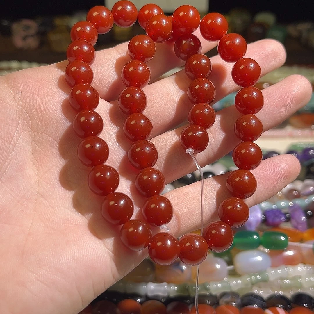 玛瑙/玉髓未镶嵌珠宝半成品红玛瑙卡10mm