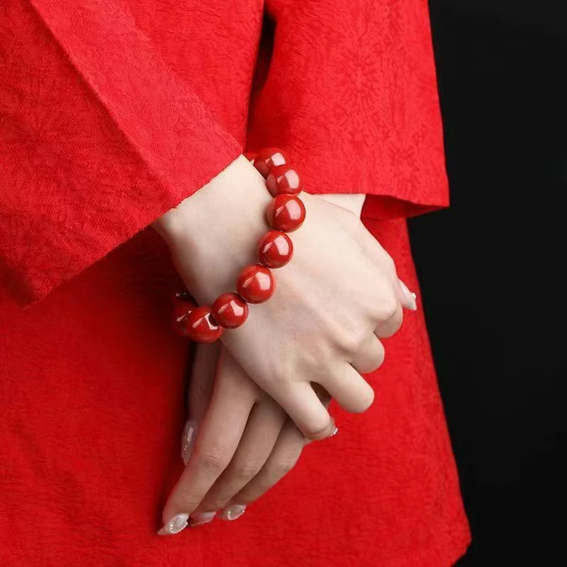 含辰砂工艺品帝王砂14mm圆珠手串