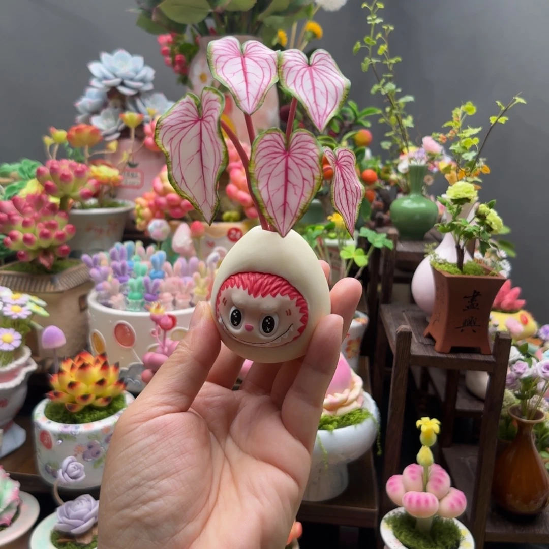 粘土手工，粉色彩叶芋，默认微瑕