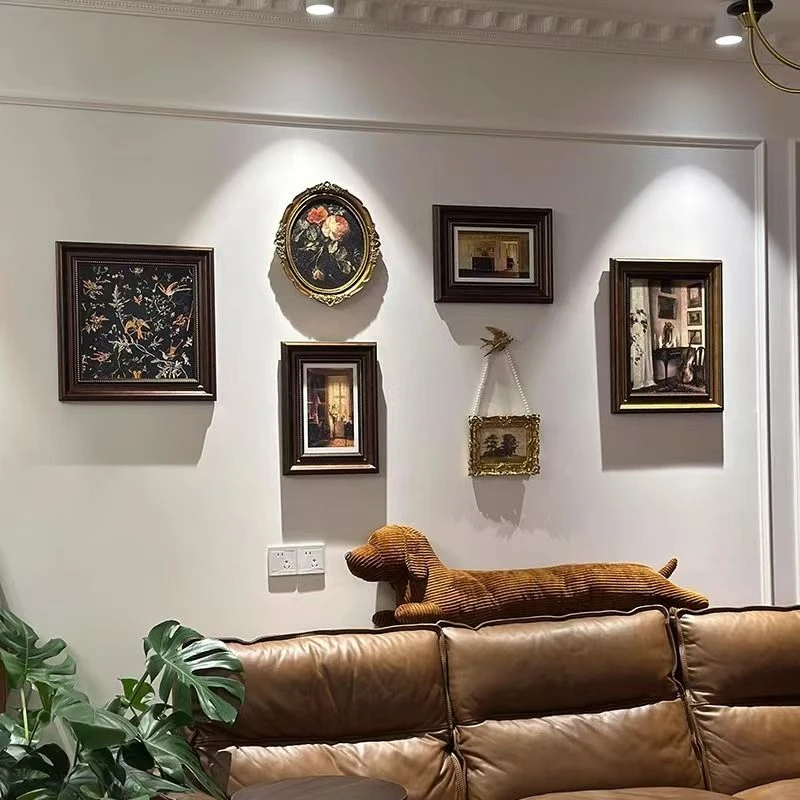 法式复古装饰画美式挂画客厅沙发背景墙艺术组合壁画
