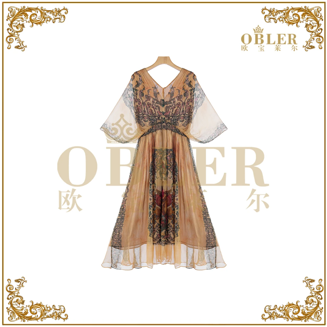 【曼珠沙华】欧宝莱尔新款气质时尚轻奢女装连衣裙305-25147