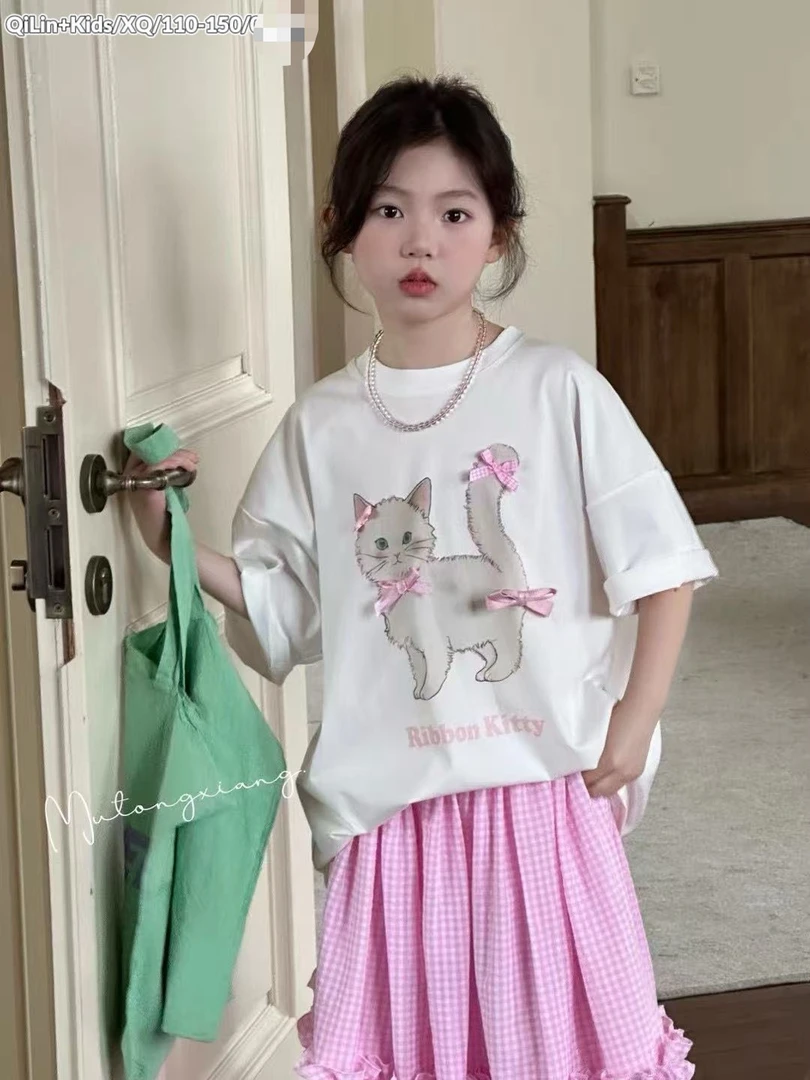 女童白色夏季短袖