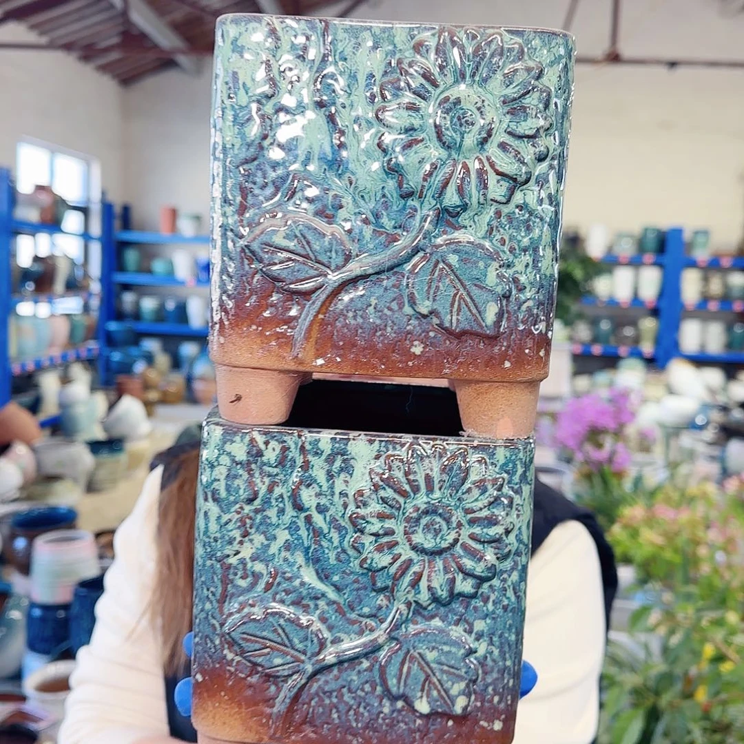 紫砂花盆高15口14