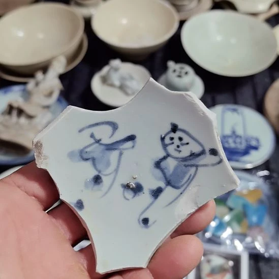 瓷片青花影青杯垫学习标本