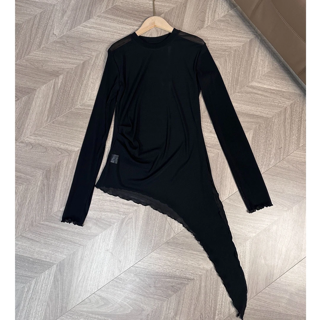 麦霓严选（多巴胺T）彩色设计感下摆不规则防晒百搭上衣9102