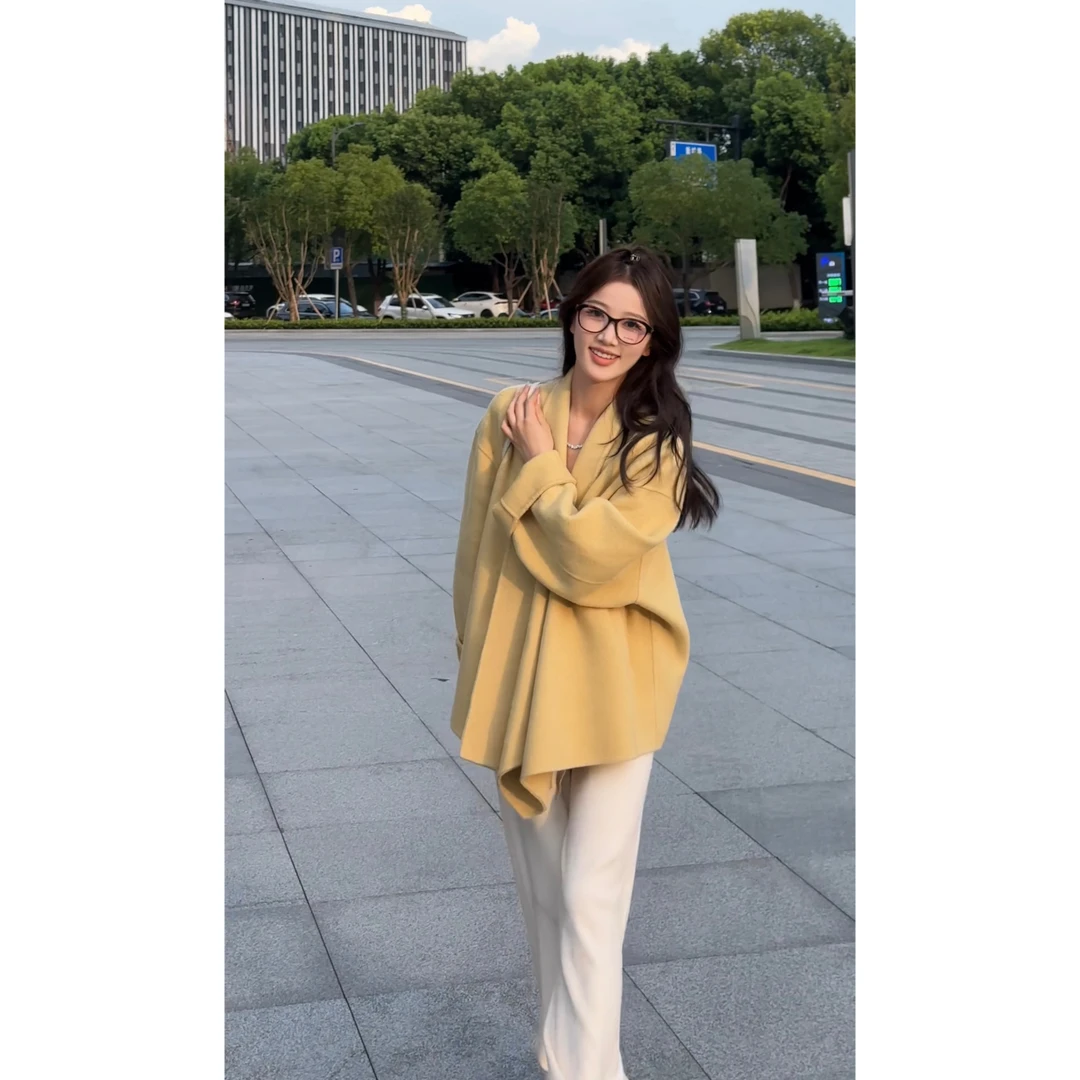 【静瑶专属】气质款 小翻领收腰式 双面手缝羊毛大衣