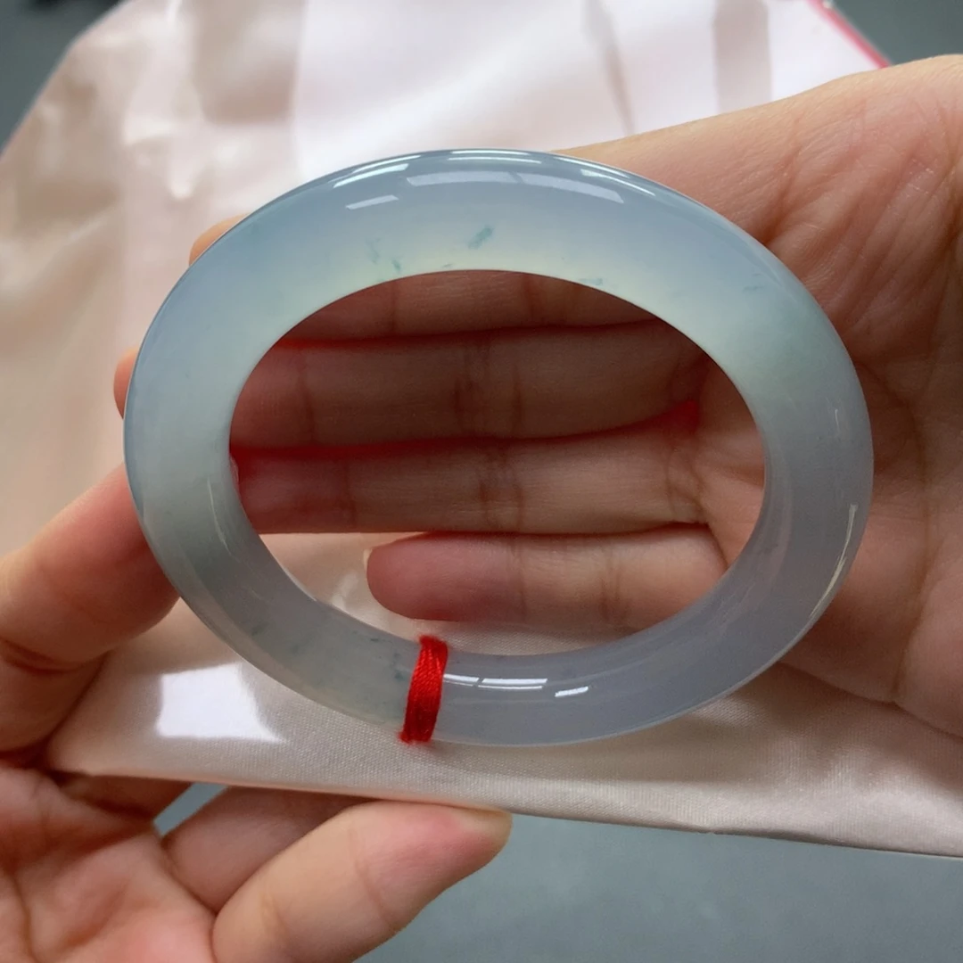 翡翠未镶嵌手镯44号53.8胖圆莫奈艺术