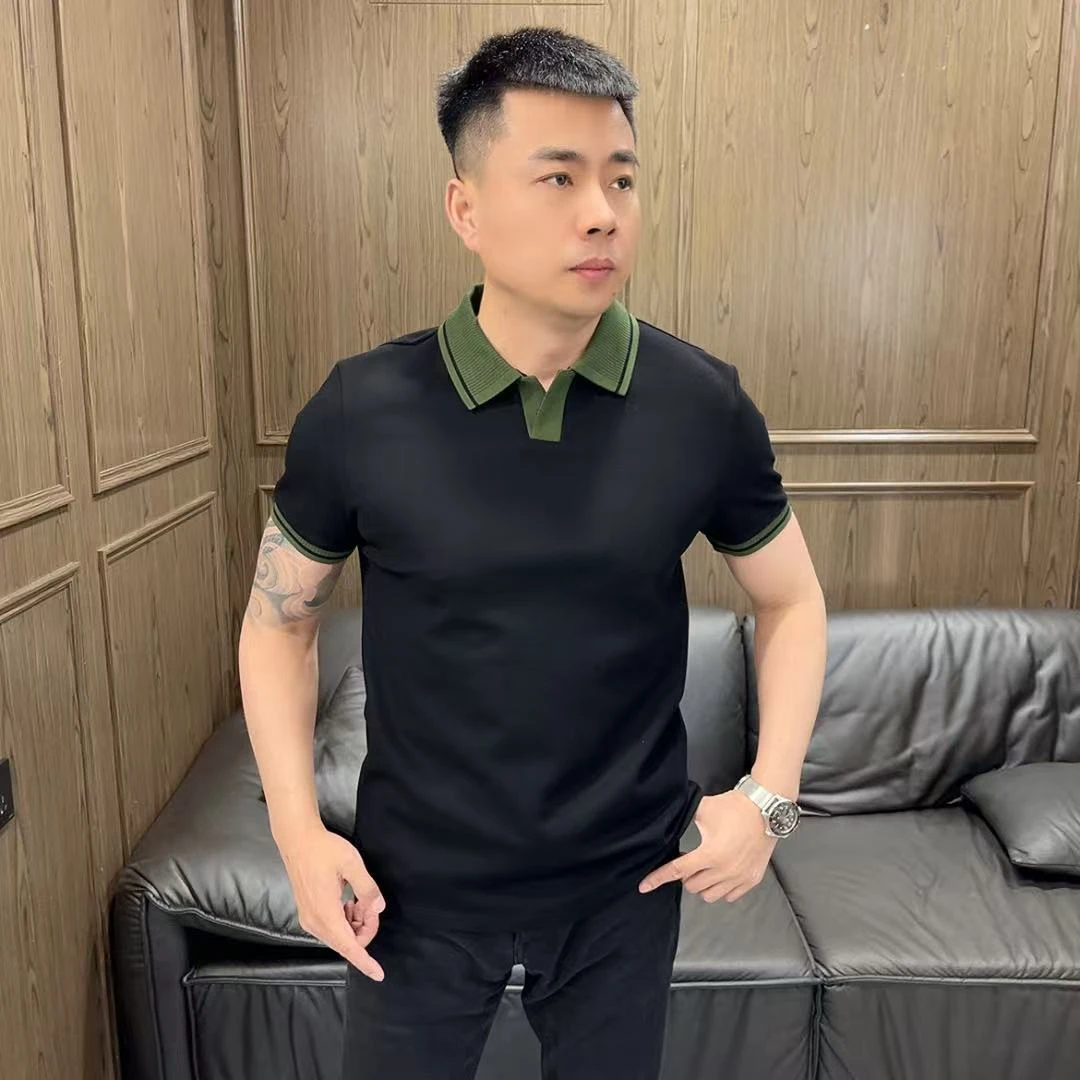 TA钴春夏323男士高端轻奢polo商务休闲简约撞色翻领珠地棉短袖T恤