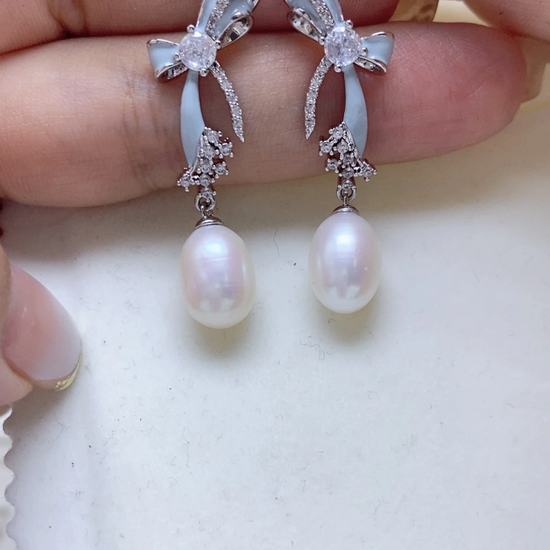 耳饰淡水珍珠银S925镶嵌