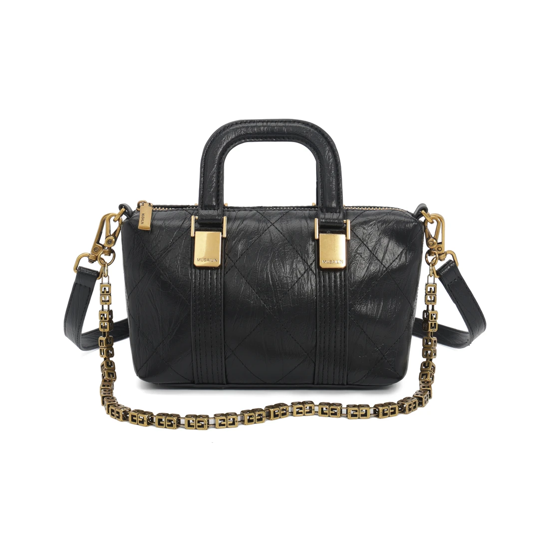 【高端定制】菱格链条手提包女包高级感时尚单肩斜挎包M-1377黑色