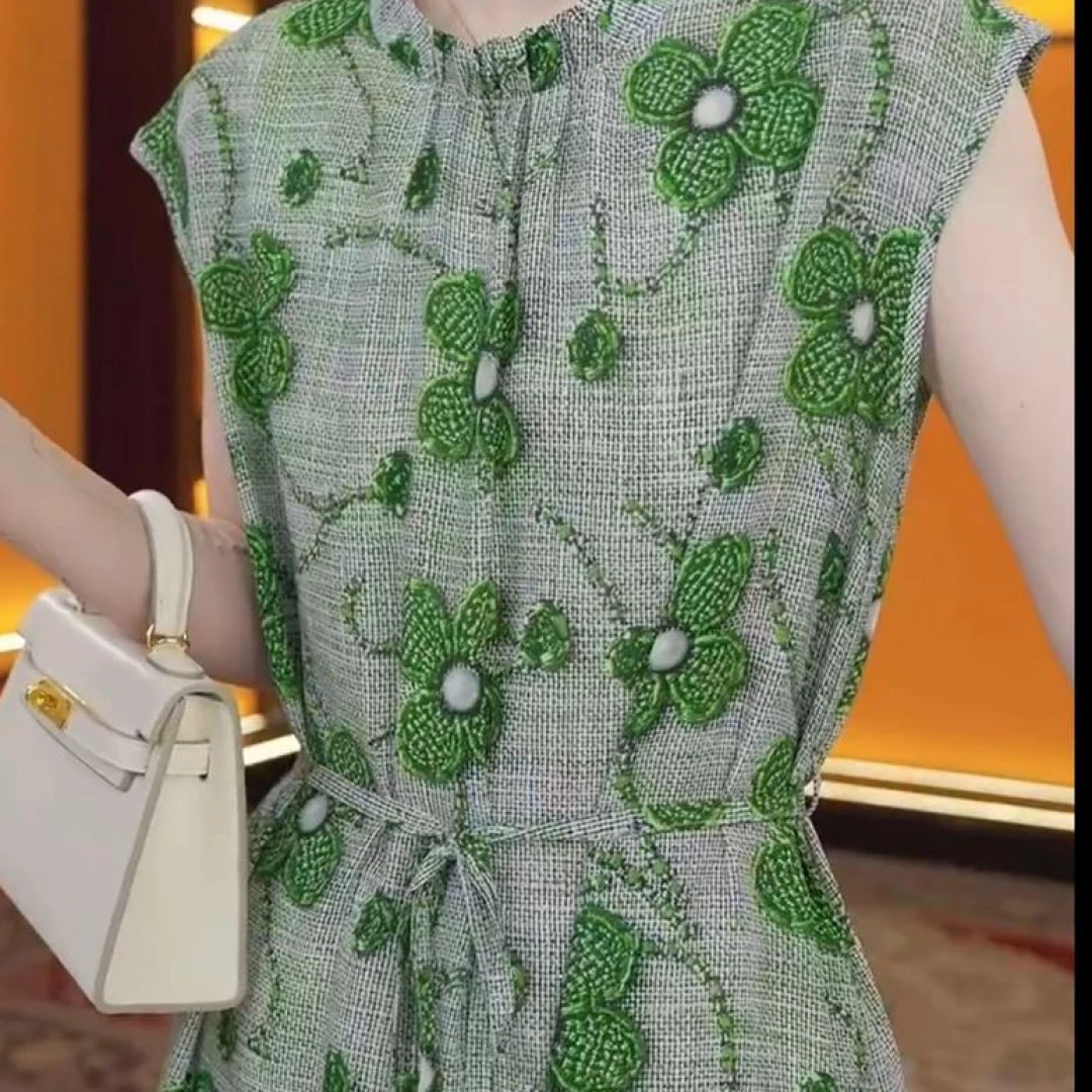 【送腰带】夏季新款设计师气质清凉透气遮肉连衣裙YJ10