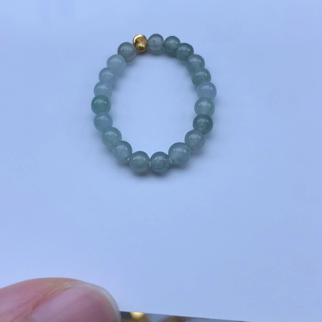 散珠翡翠卡3圆珠戒指