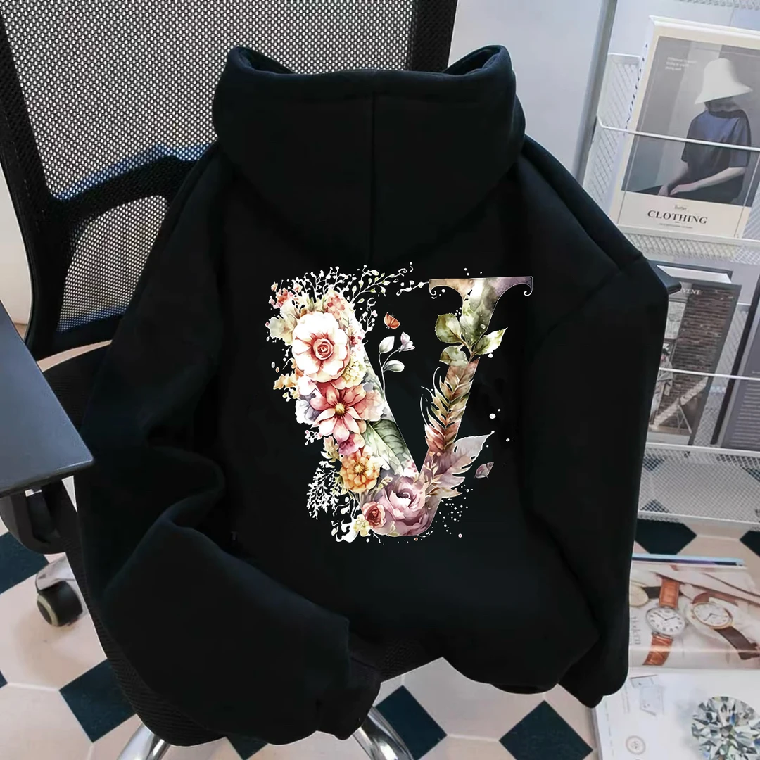 重磅加绒加厚连帽卫衣高街鲜花大V男女同款秋冬休闲宽松男女外套