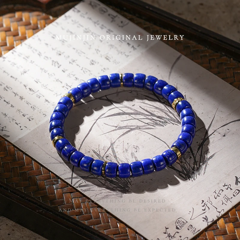 【木槿槿】天然老型珠青金石手串女款6m+串珠手链时尚饰品送礼物