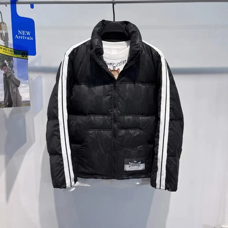 【PB】J005男装冬季新款宽松休闲立领织带保暖羽绒服