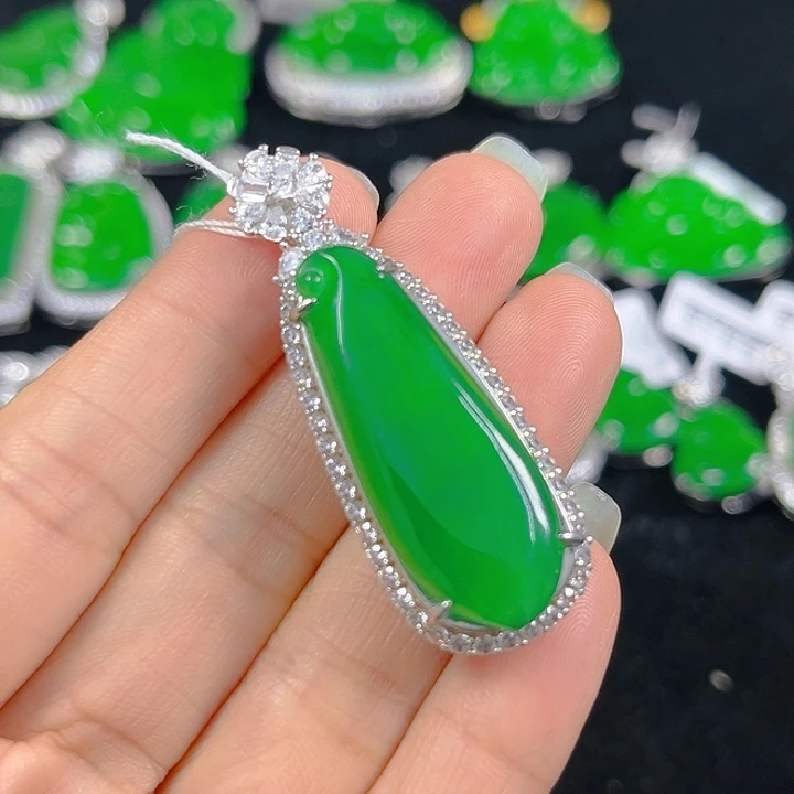 翡翠银S925镶嵌吊坠(不含链)