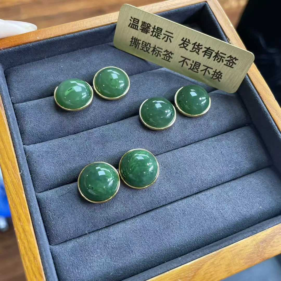 【胖】s925银和田玉耳饰多样性发其一对@k