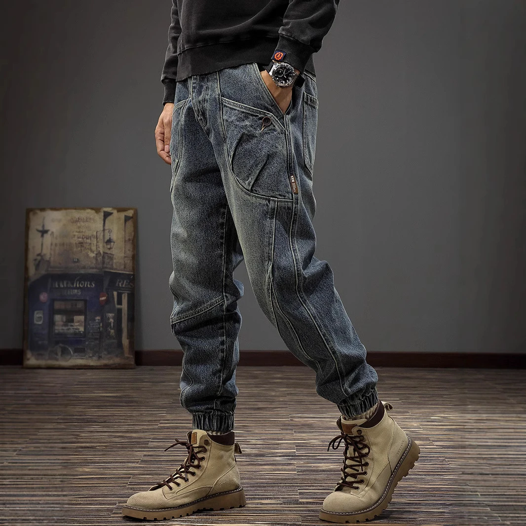 春秋美式复古痞帅牛仔裤男宽松百搭韩版潮流裤子大码男裤休闲裤子