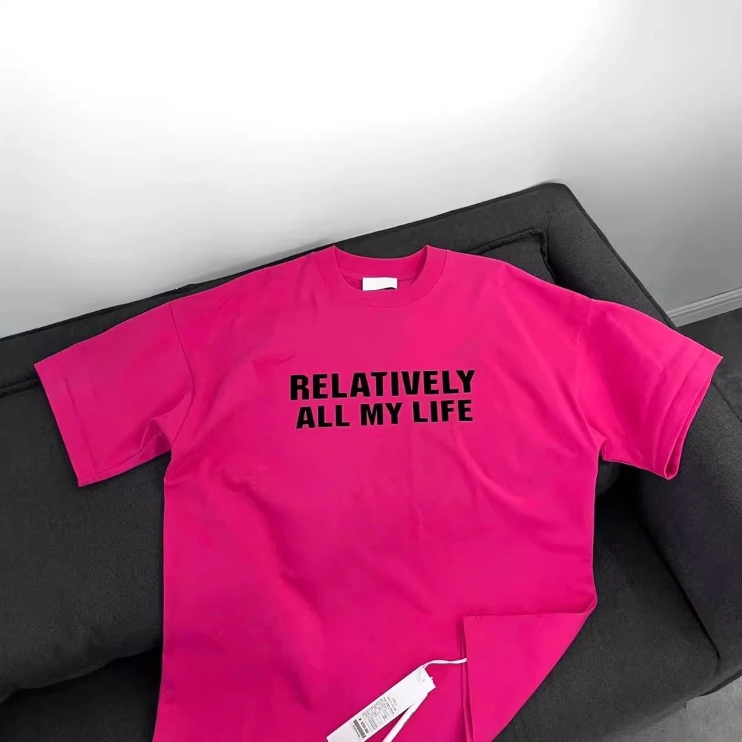 多巴胺上衣美式小领口短袖男士国潮牌ins圆领宽松夏季新款纯棉T恤