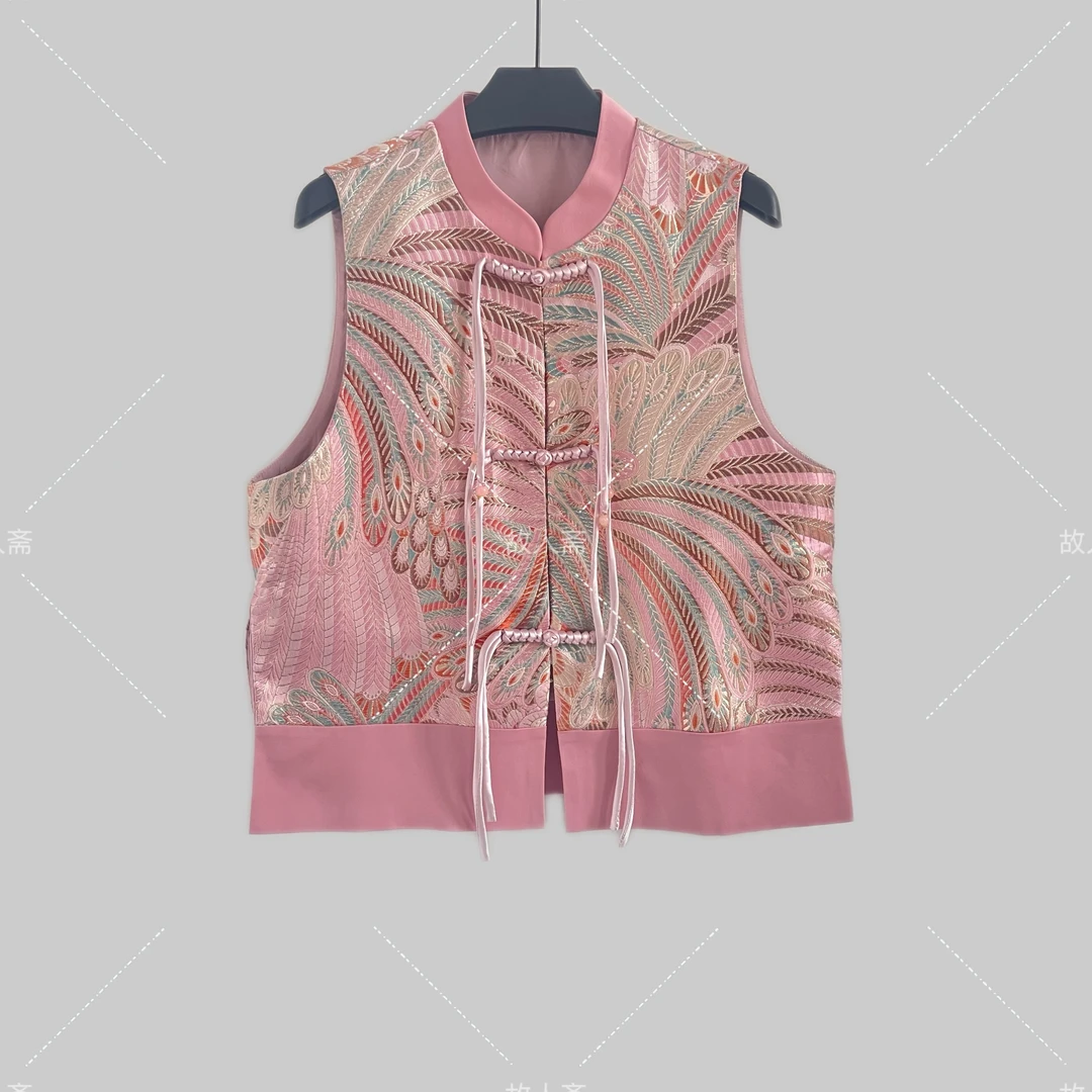 【凤羽马甲】新中式国风2025新款时尚休闲提花上衣马甲-6014