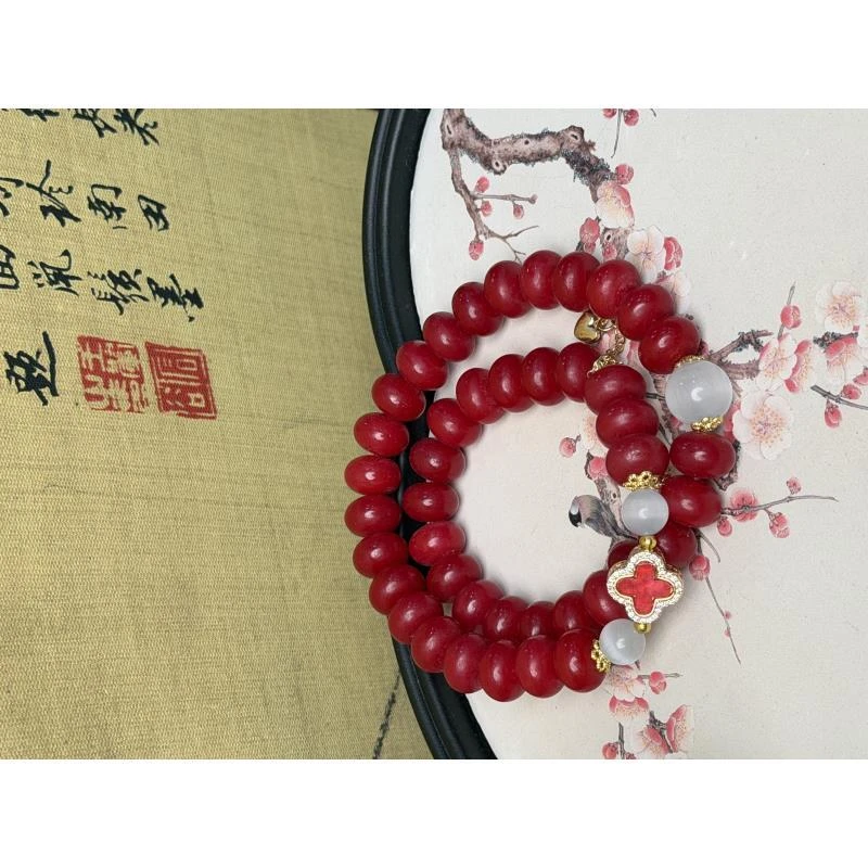 DP-1118-0.8*1.0红菩提算盘珠红心十字挂坠红菩提算盘珠