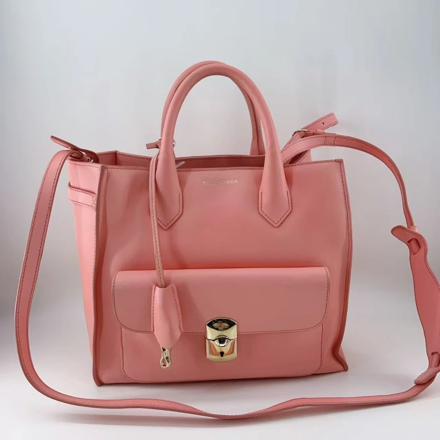 95新 Balenciaga/巴黎世家   粉色手提斜挎包  1639 9645