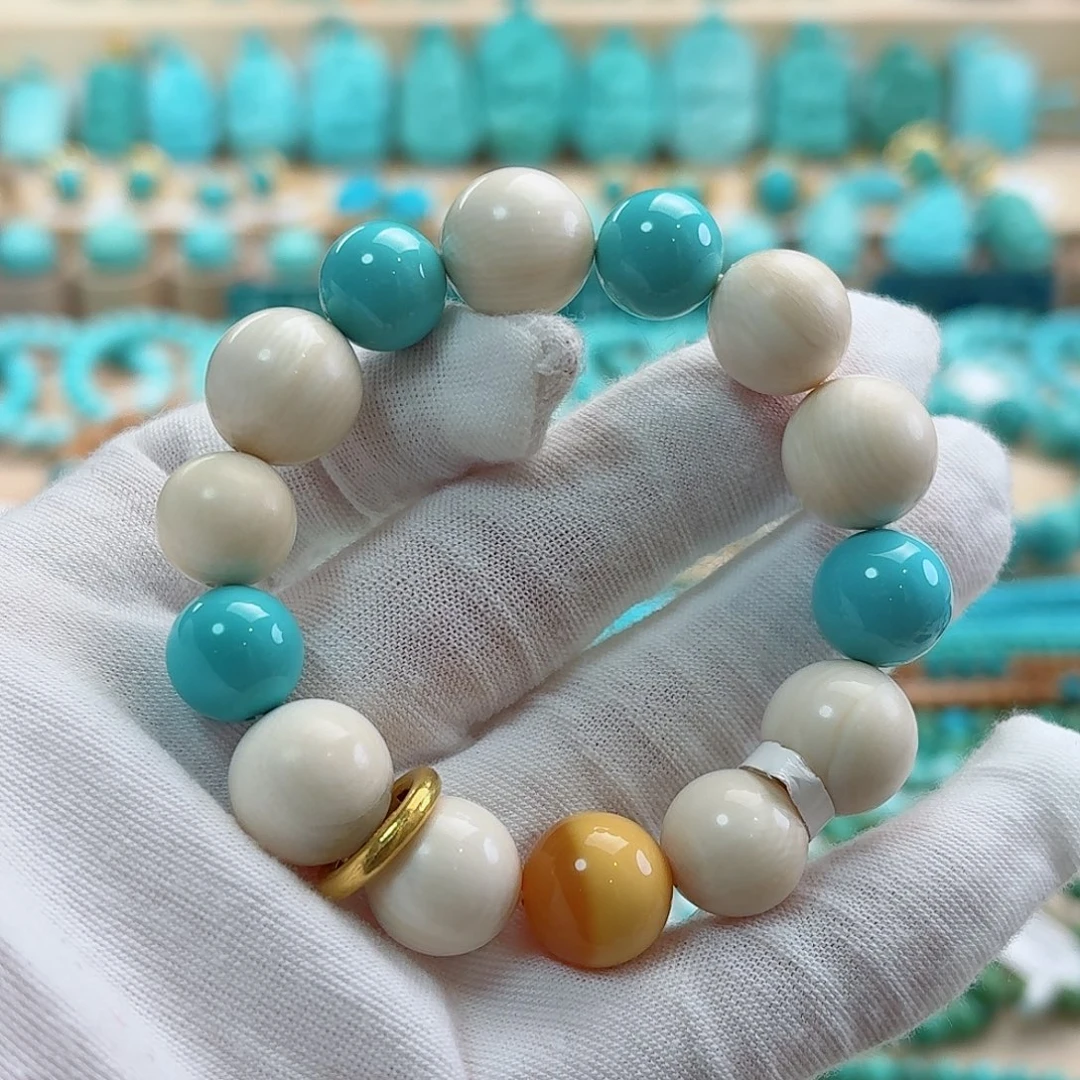 绿松石18K金镶嵌珠宝奇石