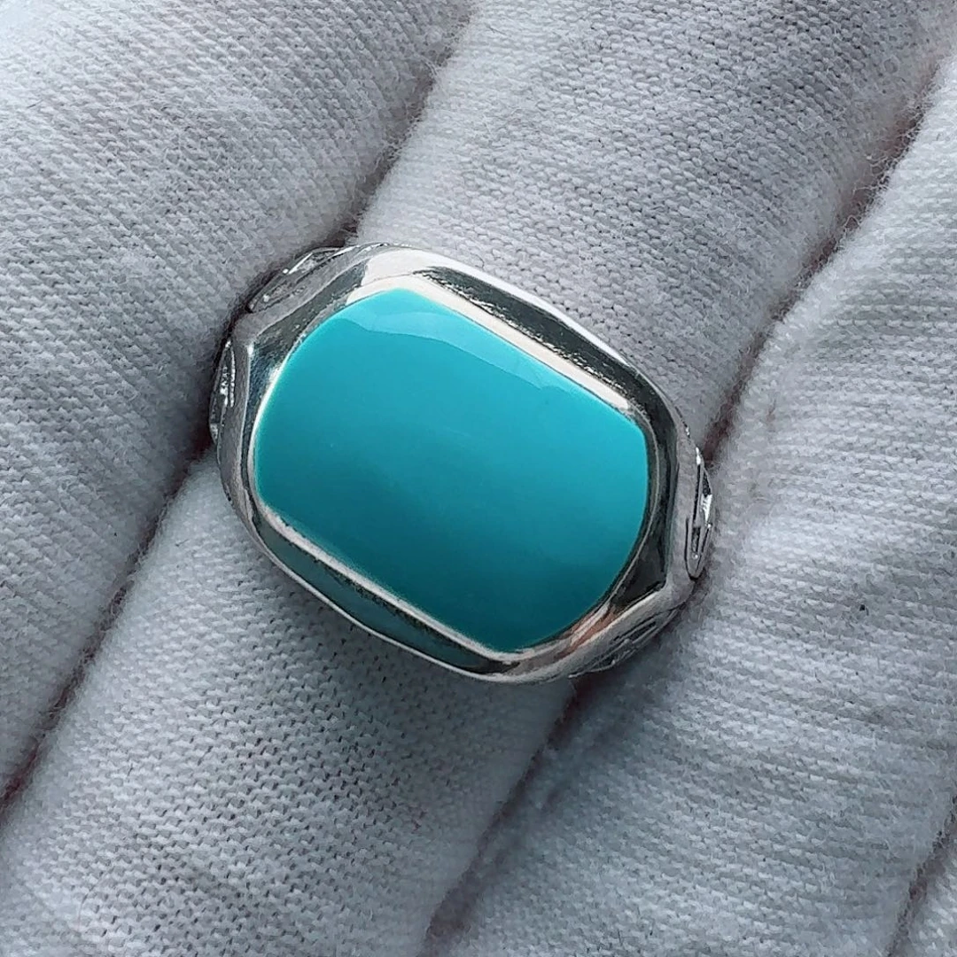 绿松石银S925镶嵌戒指