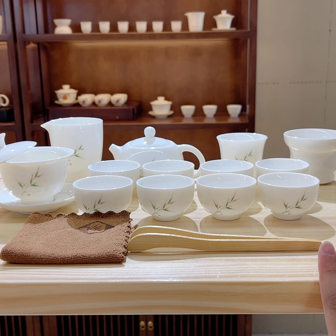 瓷片玄致羊脂玉瓷茶具套装