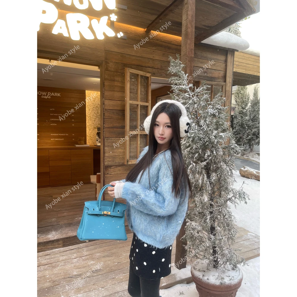 【AYOBE】小贤  绵羊毛文艺温柔混纱软糯开衫外套