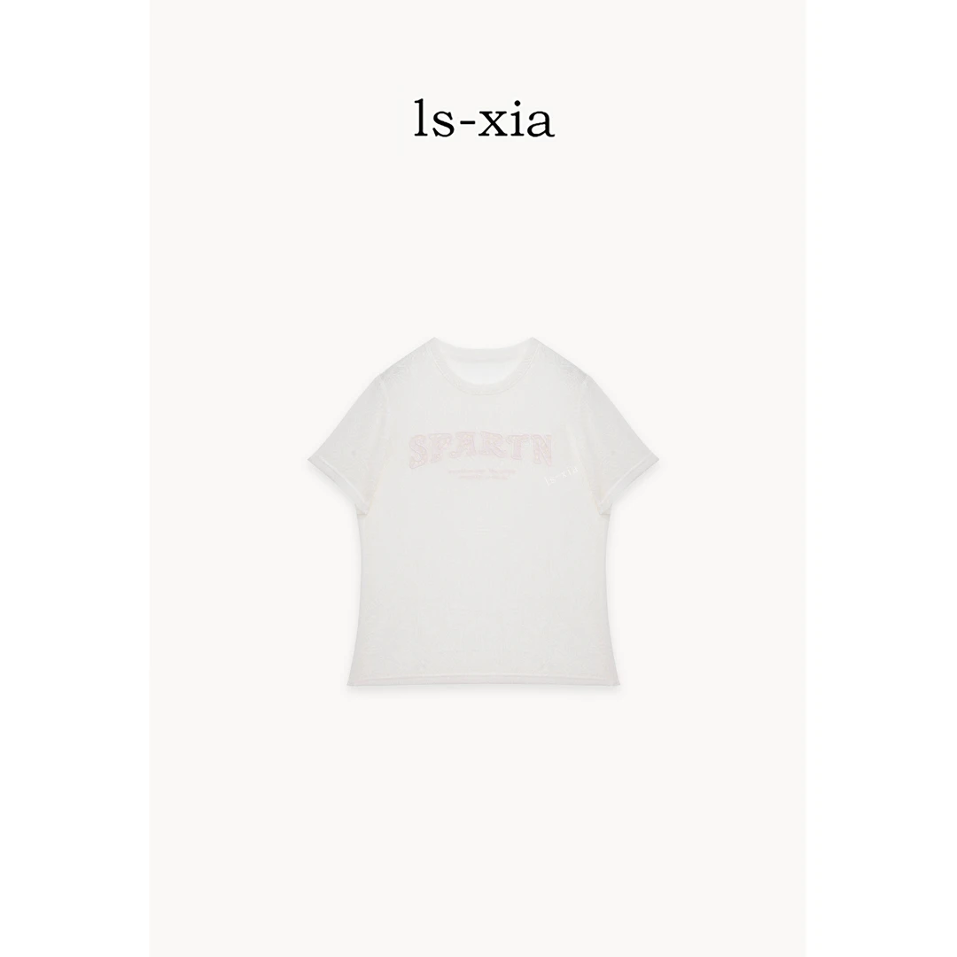 【云纱纹】重工刺绣字母·整衣镂空提花优雅百搭圆领短袖T恤