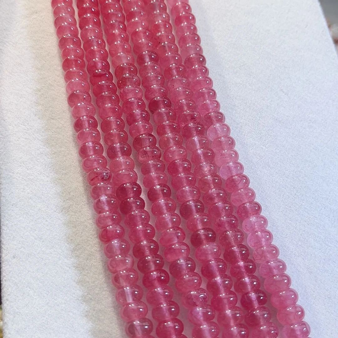 玛瑙/玉髓合金珠宝半成品西瓜粉算盘8mm一条