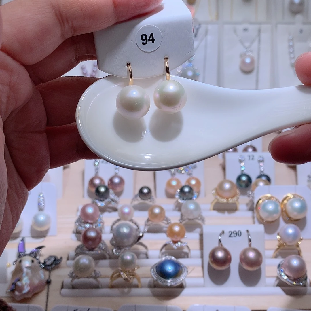 耳饰银S925镶嵌淡水珍珠CC有瑕疵13