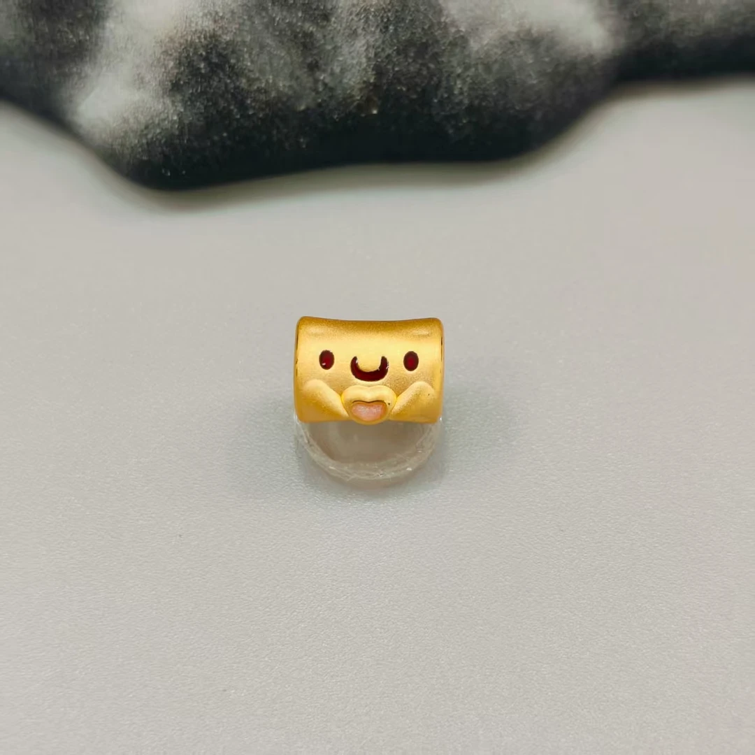 【珺铺黄金】足金999 藿香一生正气通孔转运珠饰品中药系列3D硬金饰