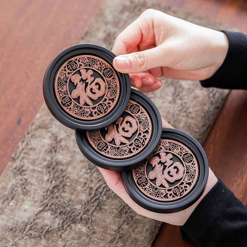 五福茶杯垫茶道功夫茶具配件茶盘茶桌摆件隔热垫茶托底托茶杯垫托