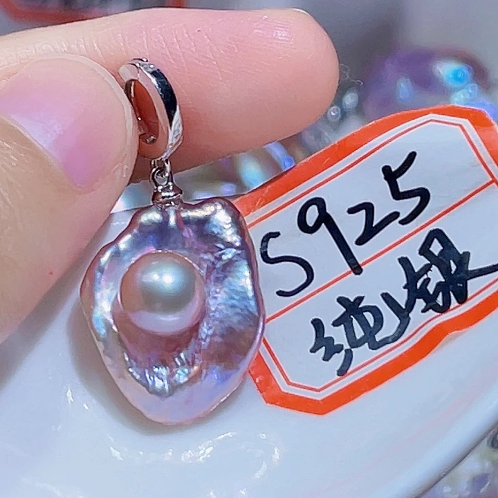 淡水珍珠银S925镶嵌颈饰