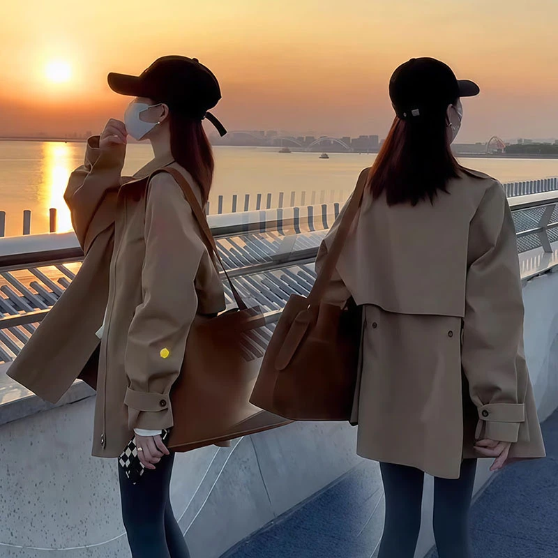 卡其色中长款风衣外套女2025春秋新款爆款小个子高级感英伦风休闲