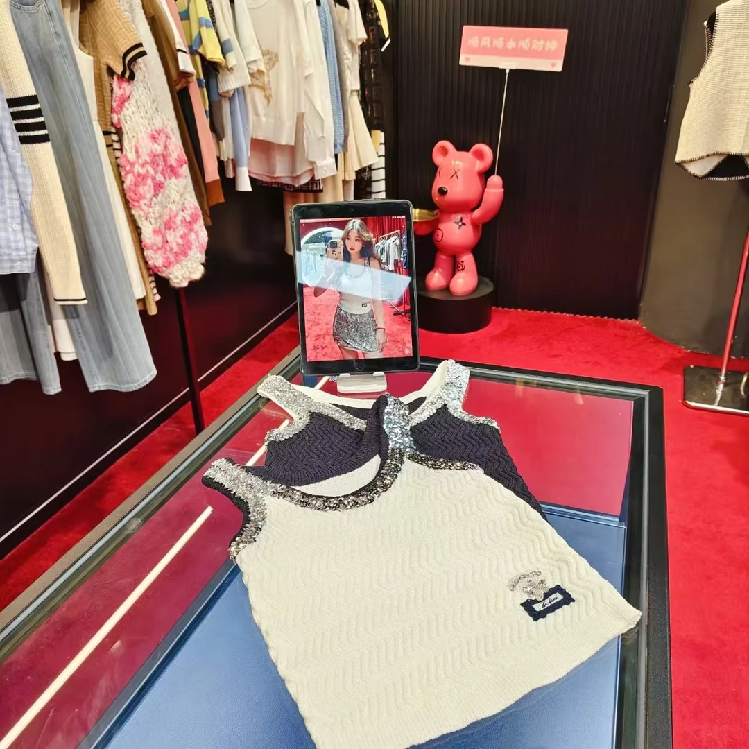 G713新款时尚亮片针织背心通勤女士设计师夏季重工