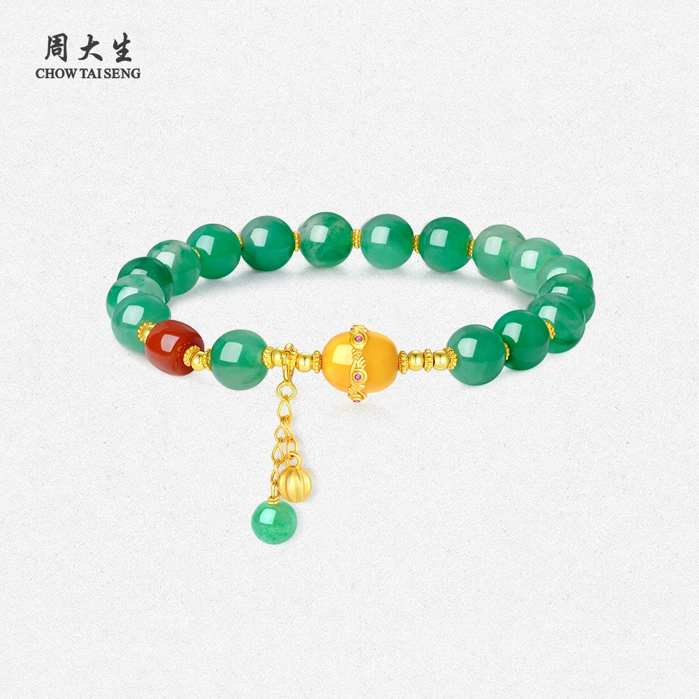 【周大生】正品非洲翠手链女蜜蜡手串玛瑙礼物送老婆 S0W900400CH
