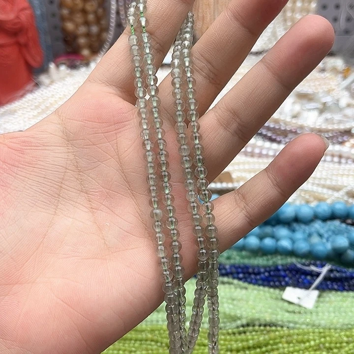 未镶嵌玛瑙/玉髓珠宝半成品一条4mm左右绿水晶