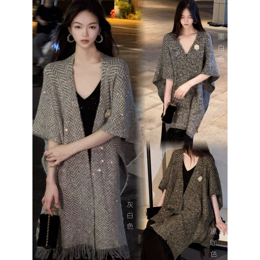 古早神女｜羊毛人字纹 “高端局”  气质开挂优雅披肩 女神必备 百搭